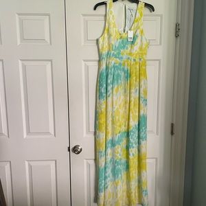 Blue green yellow maxi dress